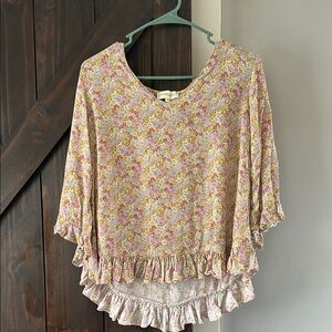 SOLD Floral Ruffle Hem Women's Top